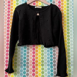 Girl's beaded, cropped sweater size 6X